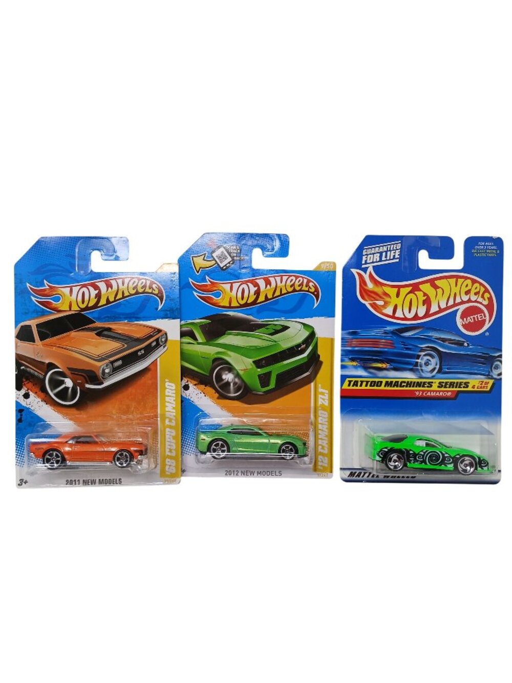 3 Hot Wheels  Camaro 68 Copo, '12 ZL1 & 93 W/Graphics NEW #D-49
